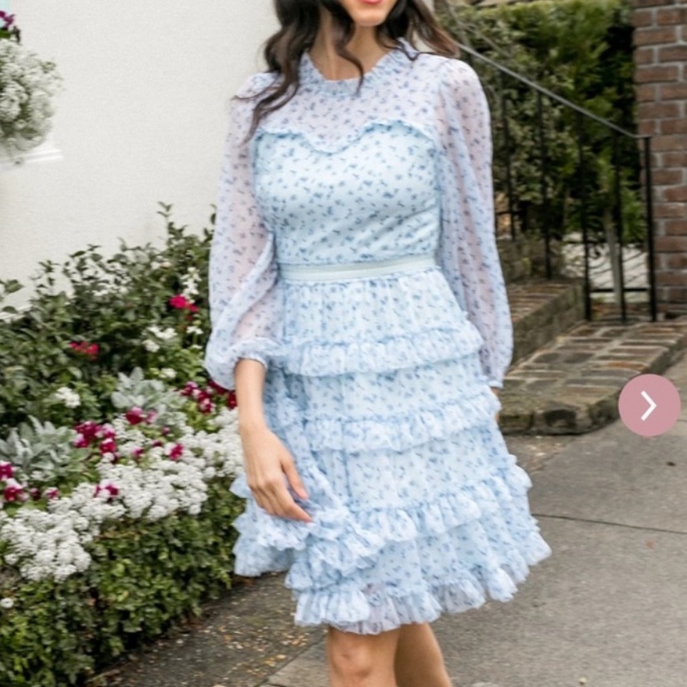 Ivy City Co Light Blue Floral Dress